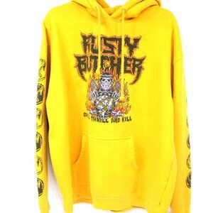 Rusty Butcher Pullover Hoodie Sweatshirt Sz X-LARGE Yellow Chill Thrill And Kill